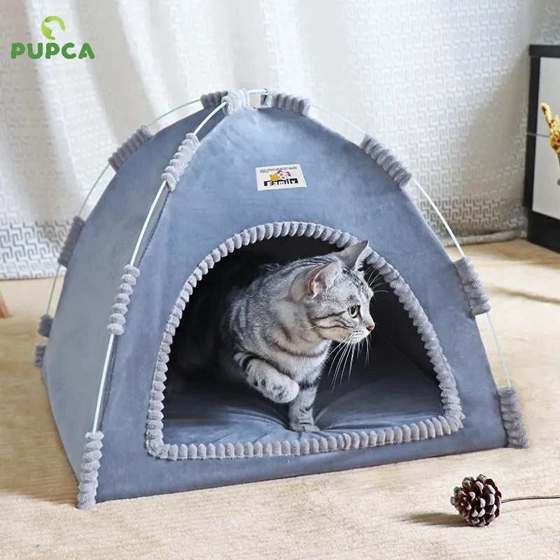 Pet Tent Bed Cats House Supplies Products Accessories Warm Cushions Furniture Sofa Basket Beds Winter Clamshell Kitten Tents Cat