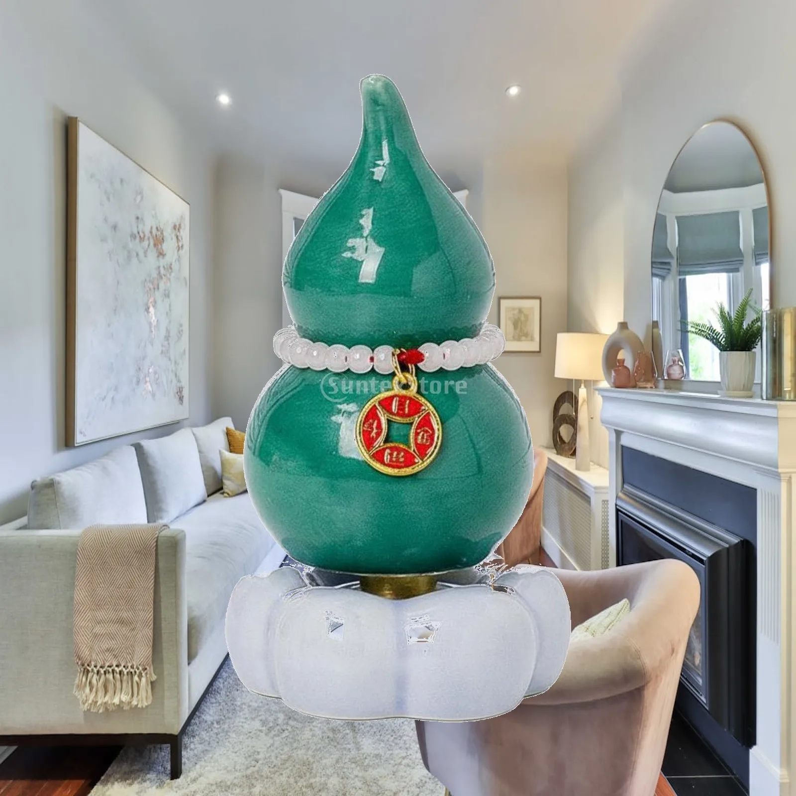 Ceramic Gourd Figurine Artistic Glazed Statue Decoration for Cabinet Modern Home Interior Decor