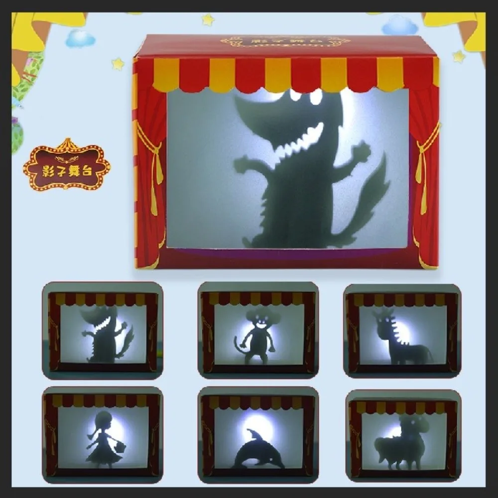 Educational DIY Shadow Puppet Toys Shadow Play Puppet Theater Style Wooden Hand Puppet Toy Set Handmade Puppets Children