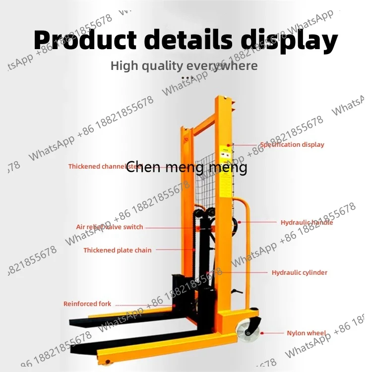 

Депозитная цена Ручной гидравлический вилочный погрузчик-штабелер Полуэлектрический подъемный поддольный грузовик Ручной домкрат для поддонов Мини-погрузчик