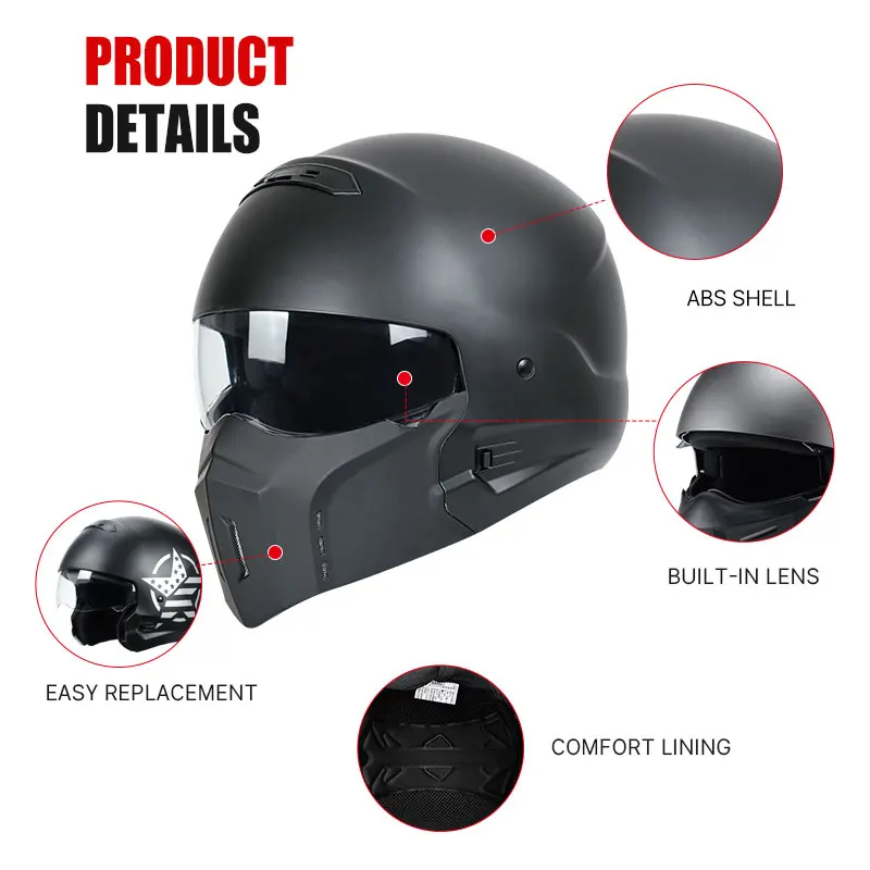 Scorpion Motorcycle Helmets ABS Combination Full Face Helmet Built-in Transparent Lens Four Seasons Adult Men Women DOT Approved