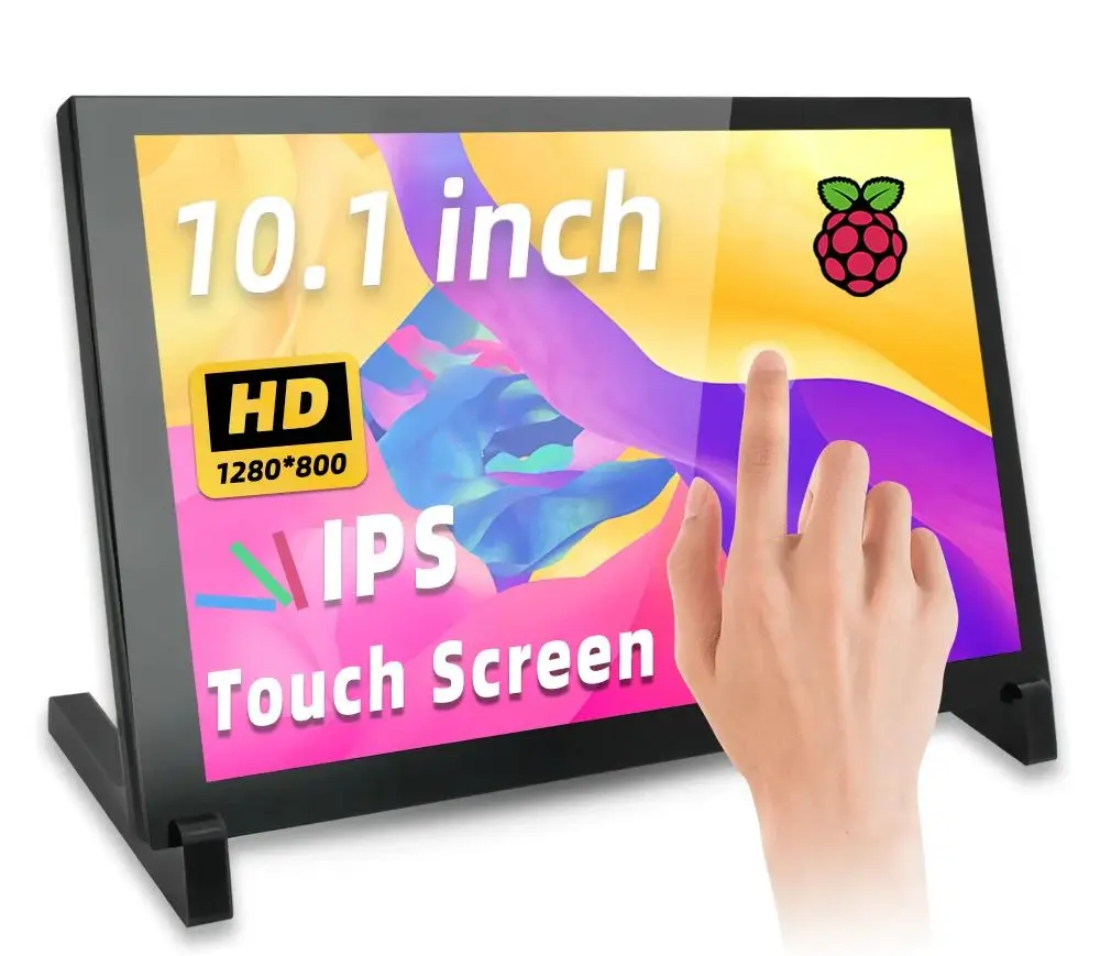 10.1 Inch IPS LCD Touch Screen 1280x800 HDMI Display with Case Holder Monitor for Raspberry Pi 5 4B 3B