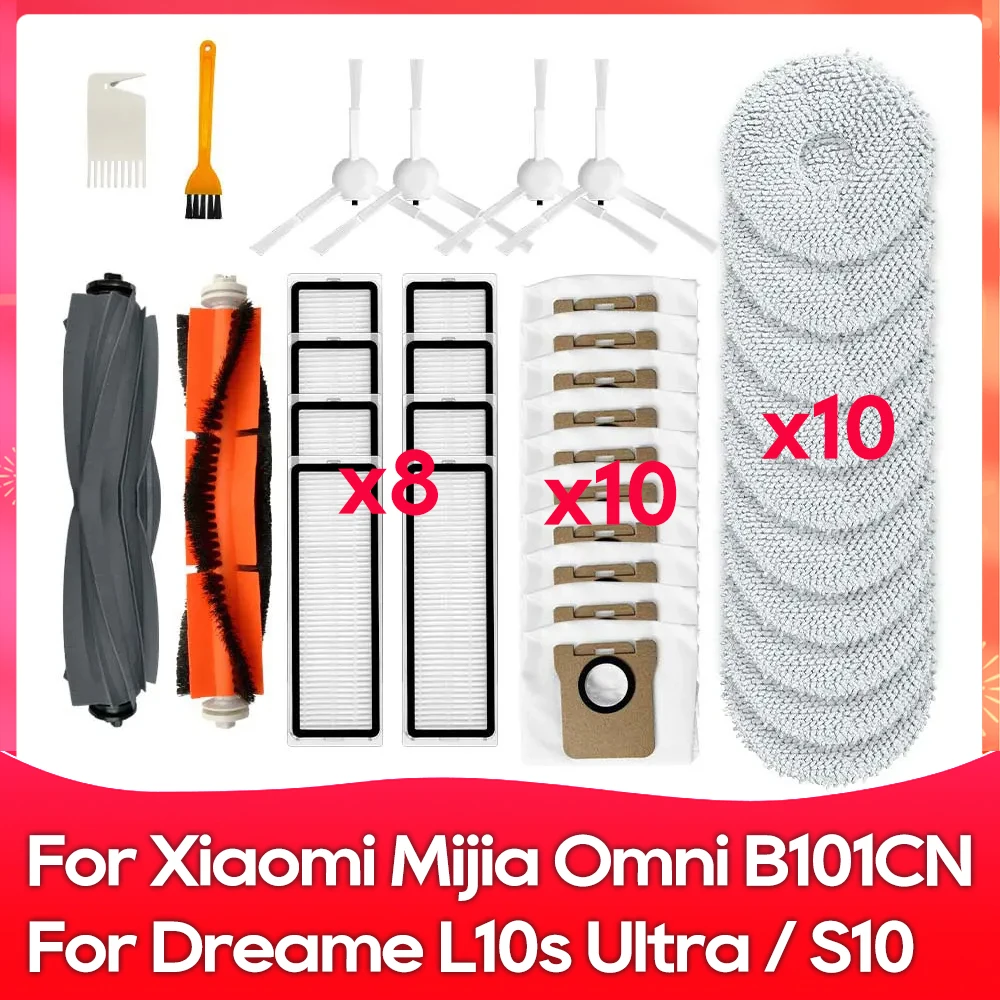 Compatible For Xiaomi Mijia Omni 1S (B116) / Dreame L10S Ultra / S10 Pro / X10 Ultra Main Side Brush Filter Mop Cloths Dust Bag