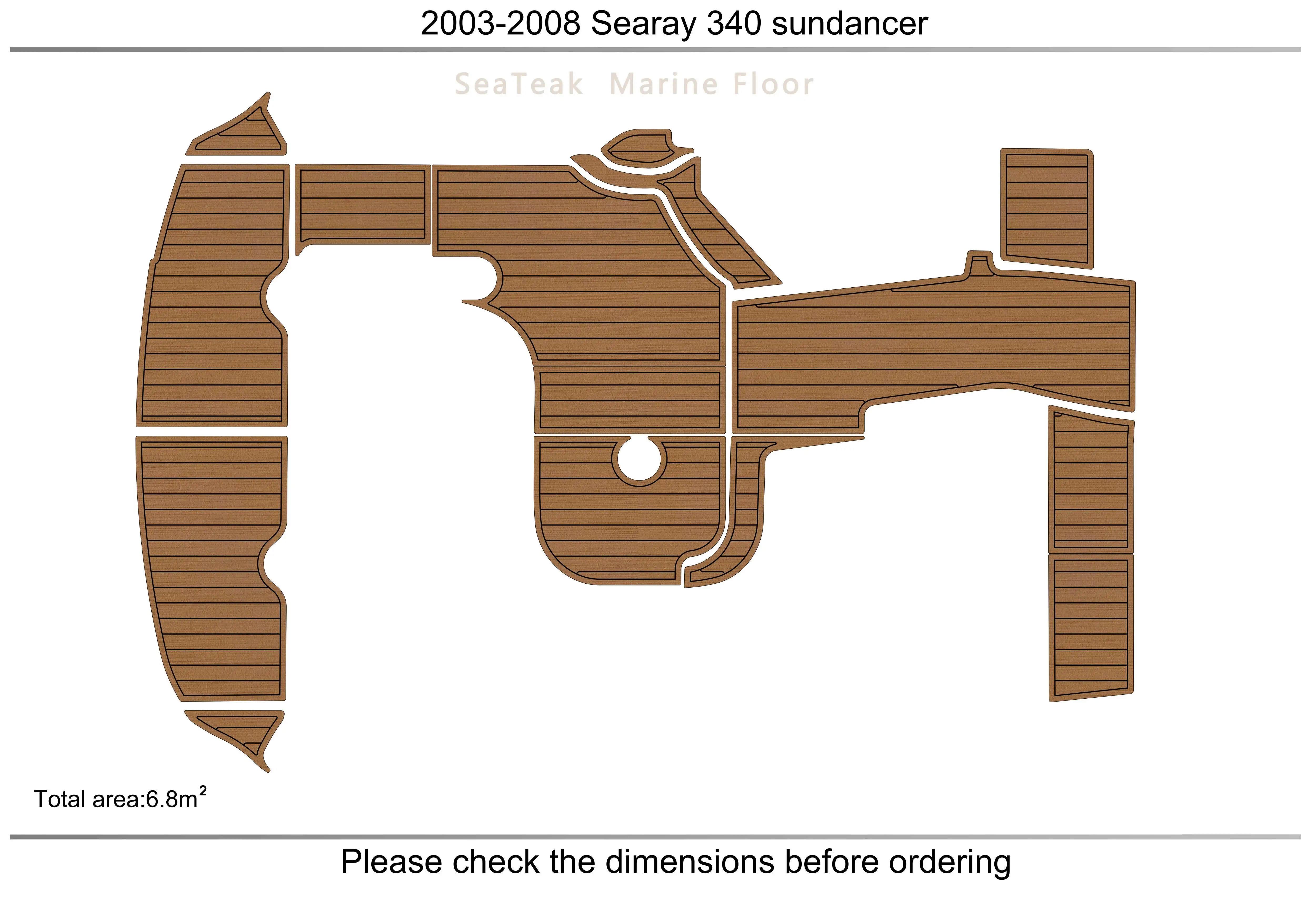 2003-2008 Sea Ray 340&375 sundancer Cockpit Swim Platform Pads EVA Teak Decking