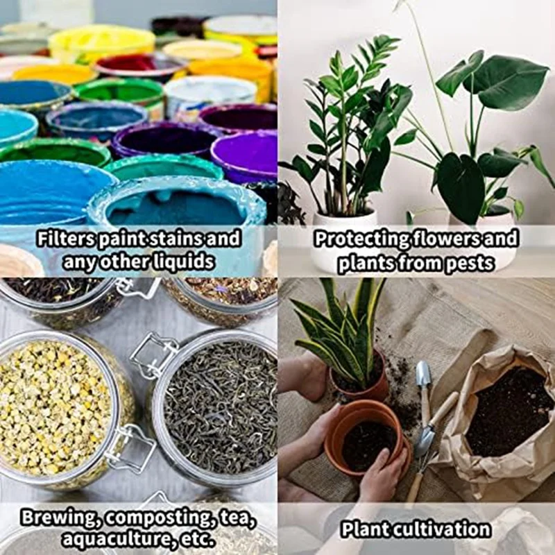 Elastic Top Paint Strainer Bags White Fine Mesh Bag Fit For Hydroponics Painting Gardening