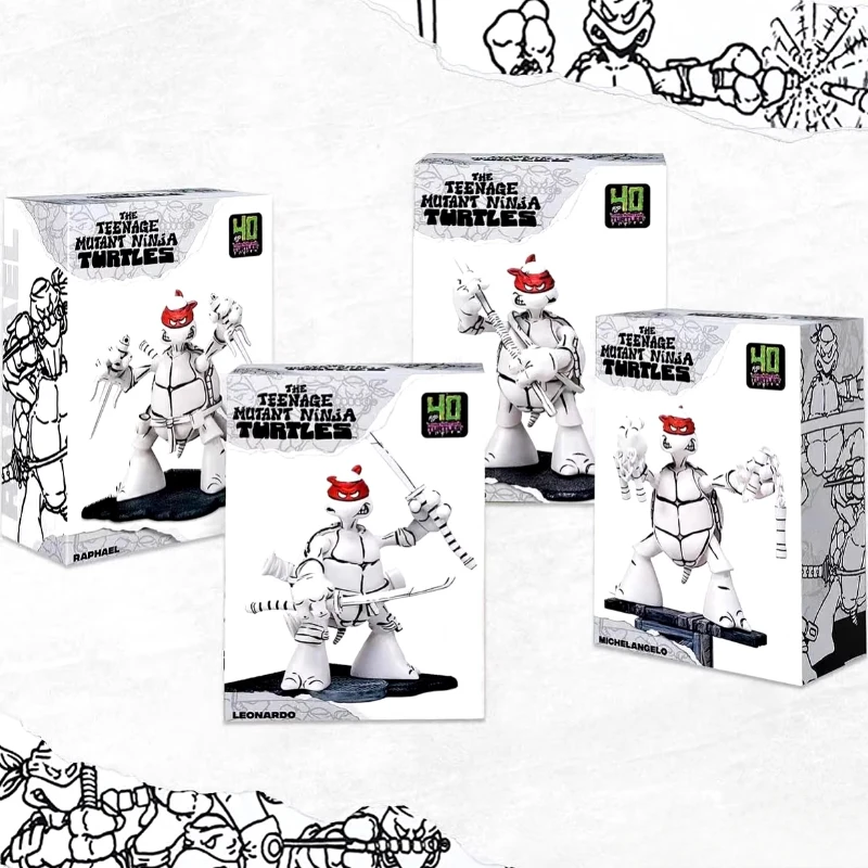 

2024 SDCC Playmates Teenage Mutant Ninja Turtles TMNT Black White Sketch PX Action FIgure Model Toys Collect Ornaments