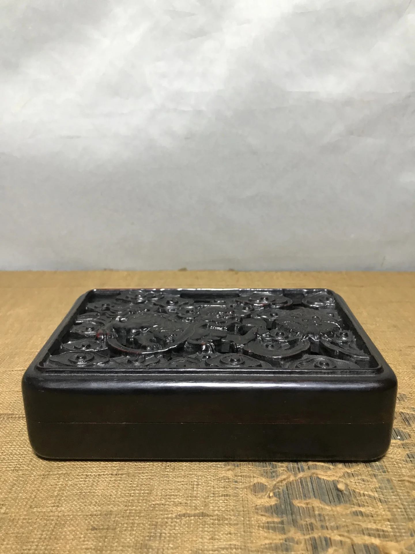 Tuscan wood inkstone box, handcrafted decorative box, tabletop ornament