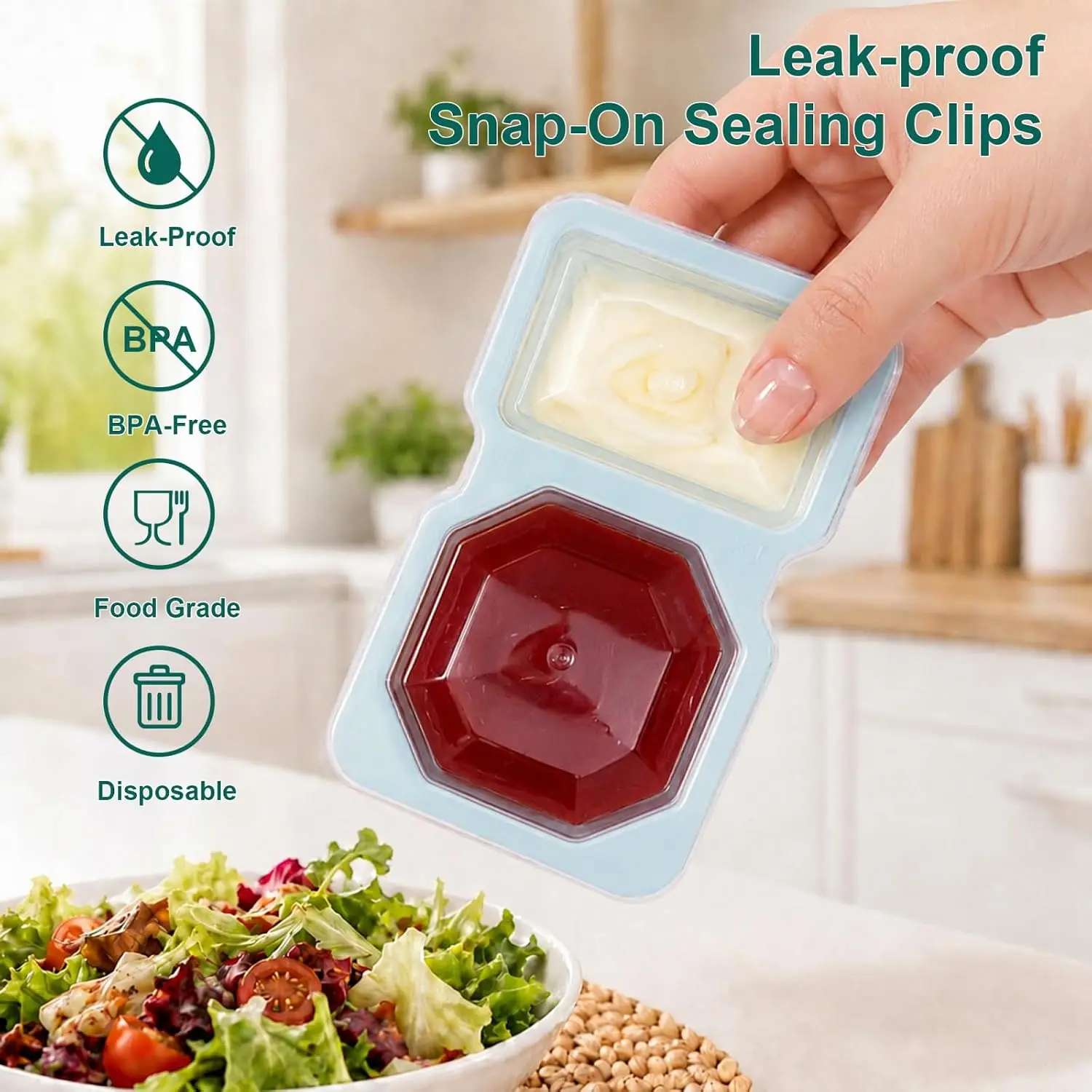 10/20/40PCS Double Compartment Seasoning Container with Lid Portable Compartment Snack Container for Daily Outdoor Picnic