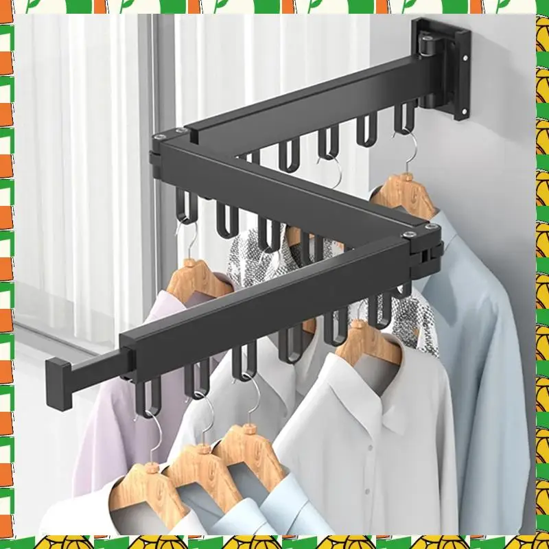 

Professional Tool Retractable Cloth Drying Rack Folding Clothes Hanger Wall Mount Indoor & Outdoor Saving,3-Fold With 18 Aluminu