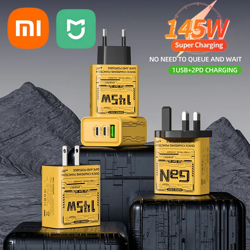 Xiaomi 145W chargeur de téléphone rapide PD USB chargeur adaptateur de Charge rapide pour iPhone Huawei Samsung 3 Ports ue/US/UK prise adaptateur mural