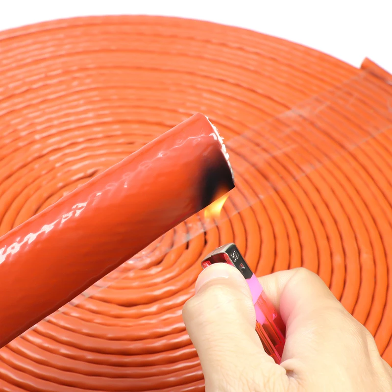 4-35mm Fireproof Sleeve Silicone 1~10mResin Coated Braided Fire Retardant Fiberglass Tube High Temperature Resistant Casing Pipe