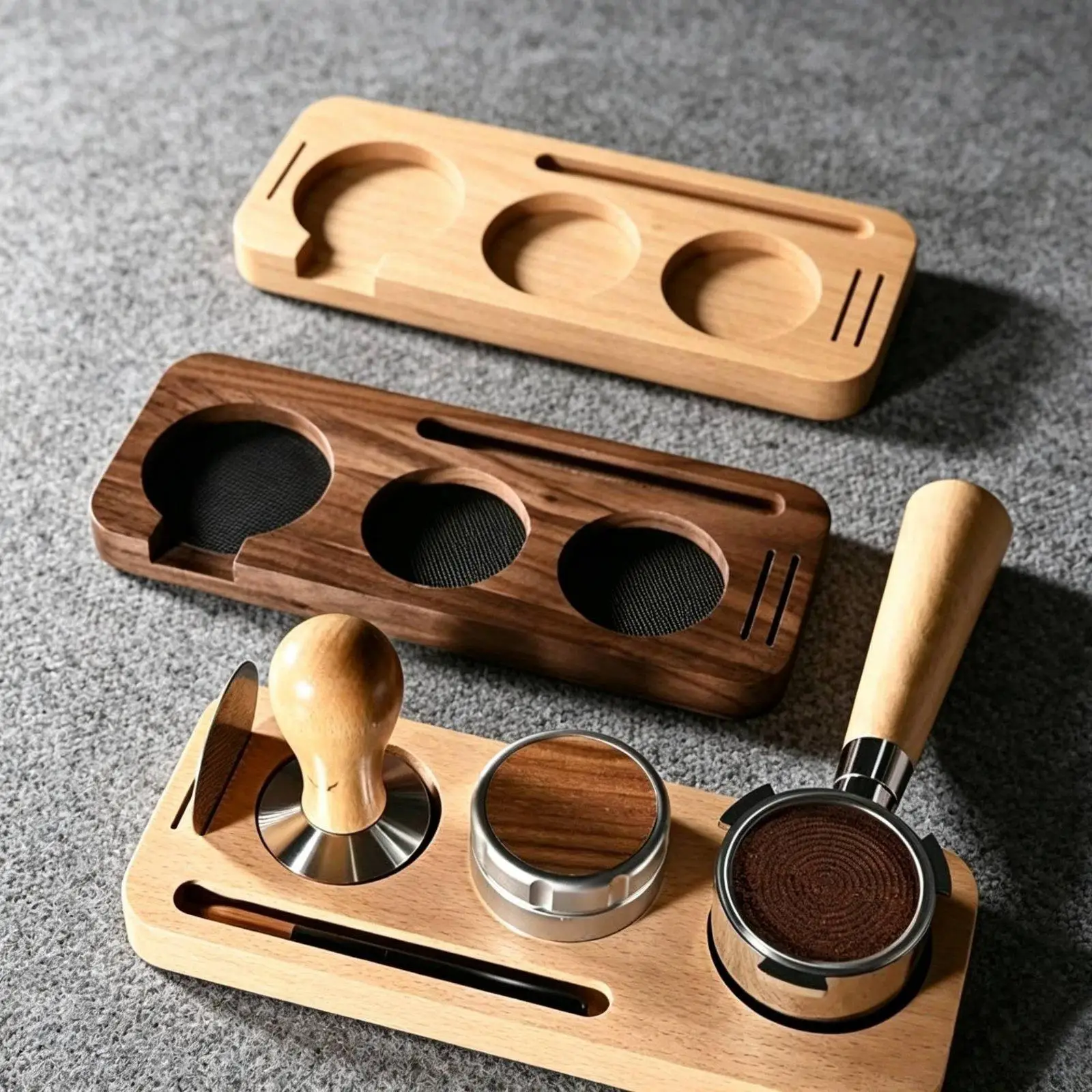 Coffee Tamper Stand Beech Wood Espresso Bar Organizer Coffee Machine Shelf for Coffee Accessories Storage and Kitchen Cup Stand - view 4