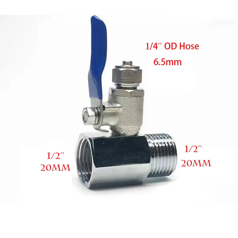 1/4\'\' 1/2\'\' Male 1/4 3/8 Tube Water Adapter RO Feed Ball Valve Faucet Water Filter Reverse Osmosis System for Water Purifier Tap