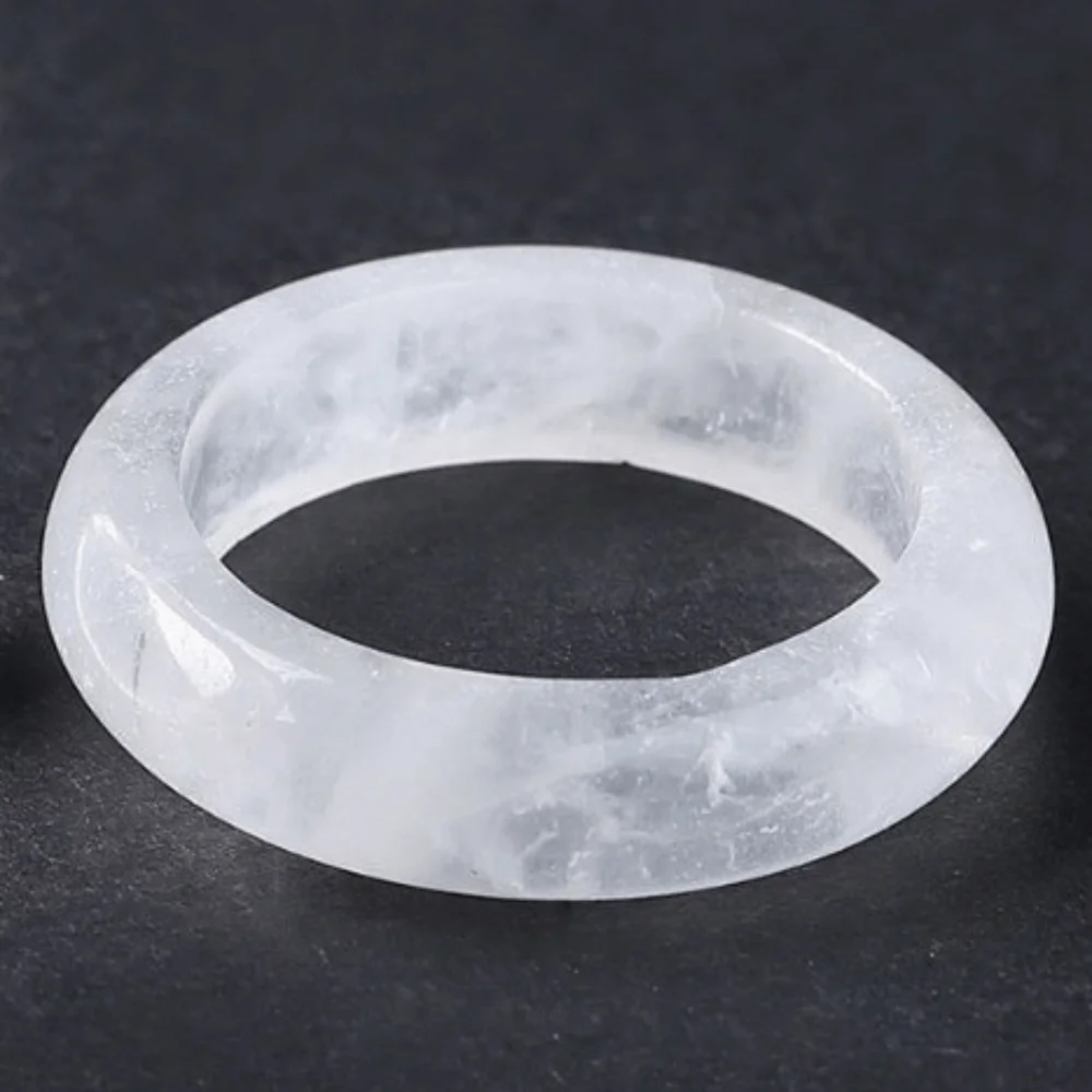 Finger Ring Elegant Crystal Stone Band Rings Natural Crystal Solid Design Minimalist Ring Obsidian Stone All-match Jewelry Women