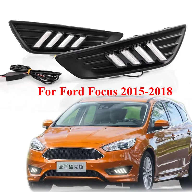 

for Ford Focus 2015 2016 2017 2018 Car LED Daytime Running Lights Front Fog Lamps Bumper Lights Upgrade DRL fog lights