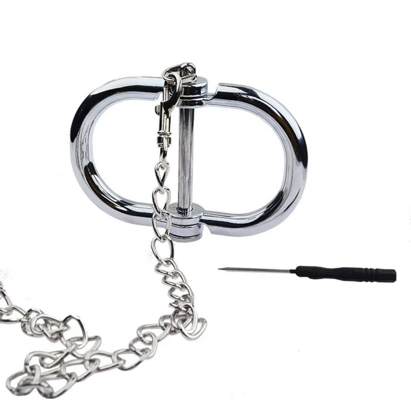Manyjoy Metal Steel Bondage Cuffs Collar Handcuff Ankle Wrist Cuff Shackl Slave Sex Restraint Necklace Sex Toys for Couple 18+ view 5