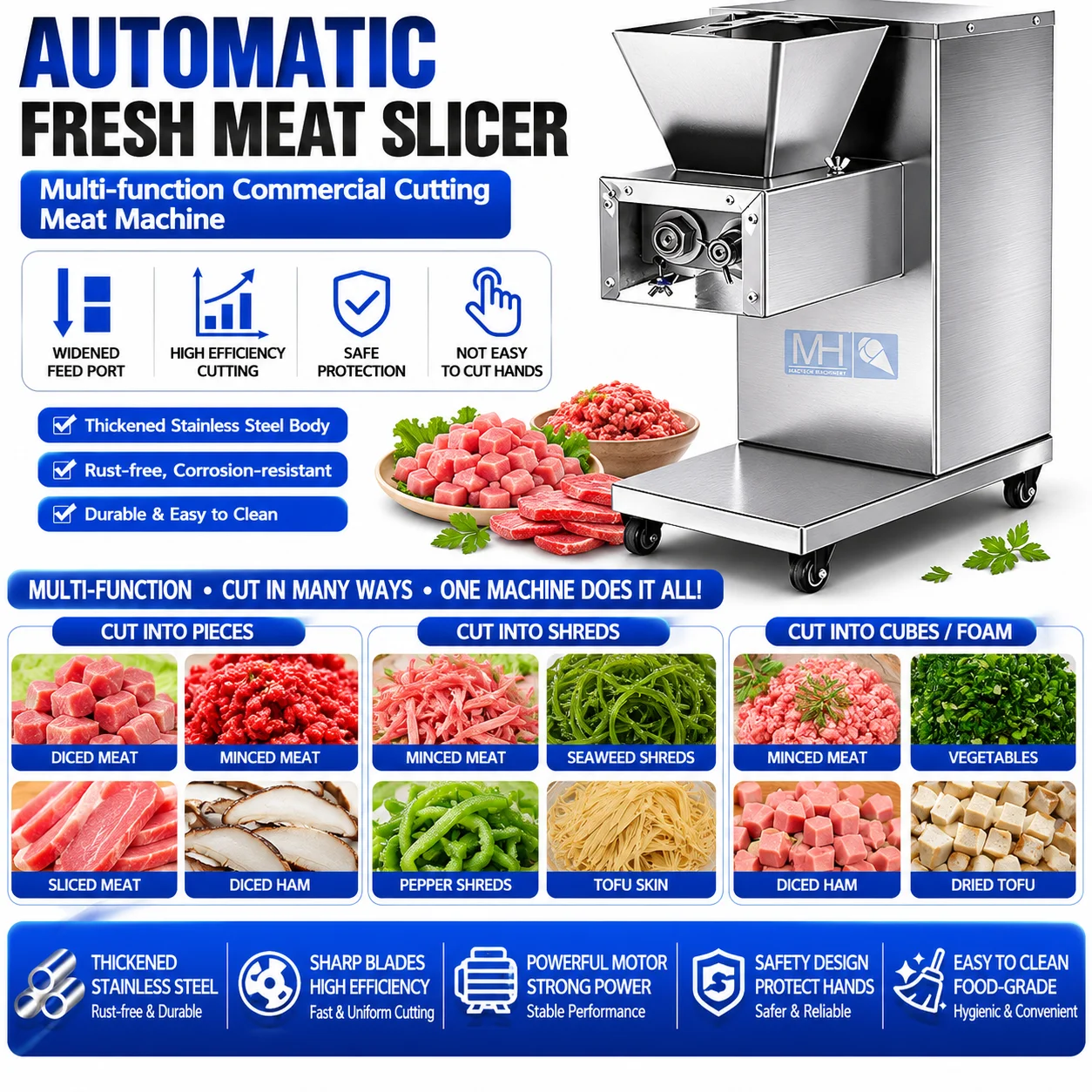 Automatic Fresh Meat Slicer Cutting Machine Multi-function  Cutting Meat Machine HIgh Quality Chopped Meat Machine