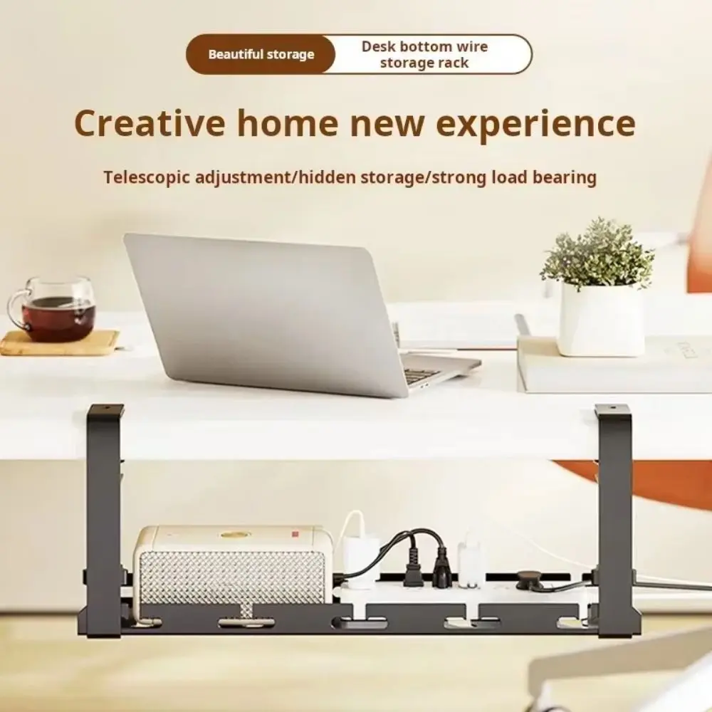 

Large Space Under Desk Cable Management Tray No Drill Adjustable Wire Plug Power Holder Tray High Quality Multipurpose