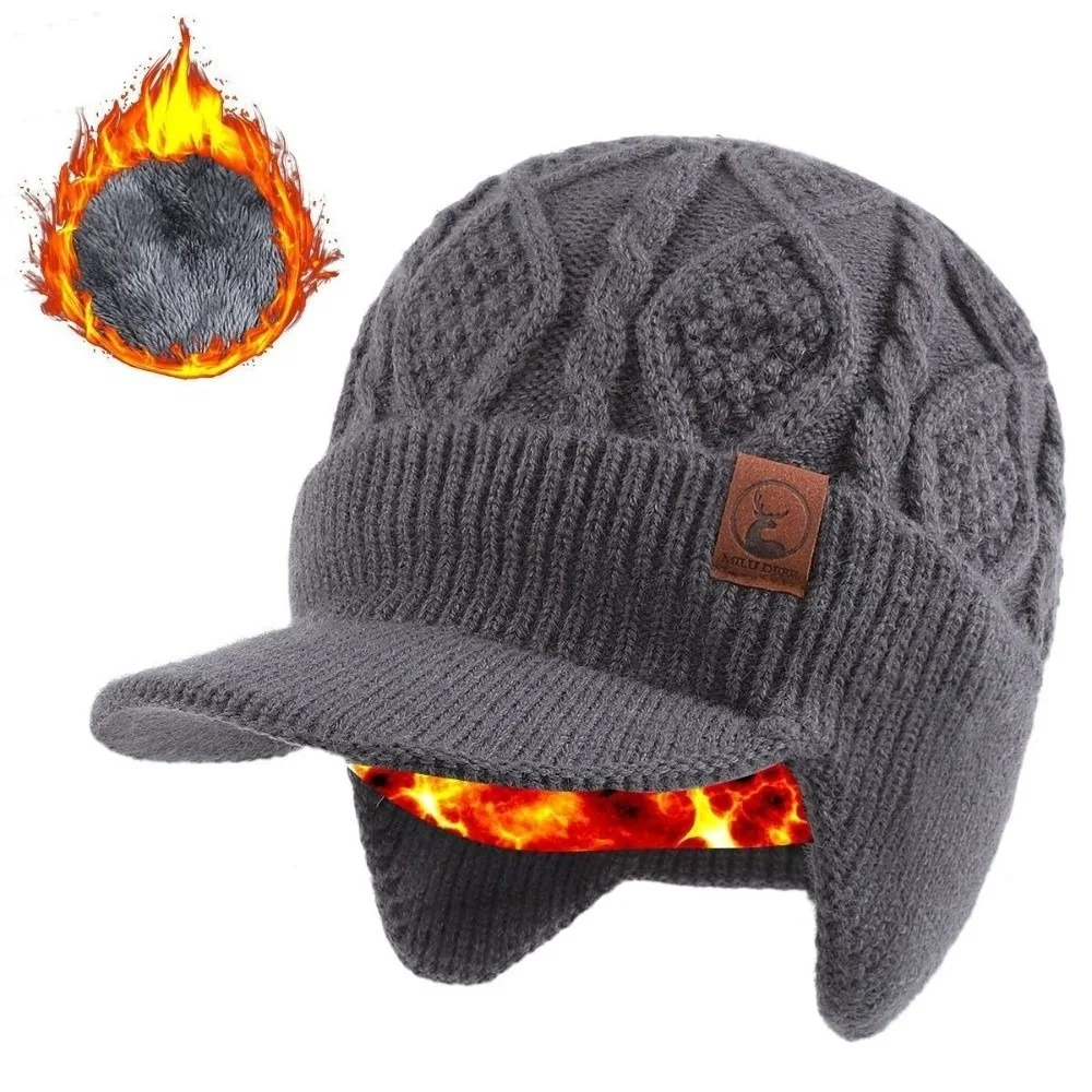 

New Warm Peaked Cap Windproof Adding Velvet Ear Protection Hat Coldproof Knitted Cap Outdoor Sports
