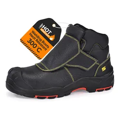 Scarpe da lavoro per saldatura SAFETOE S1P SRC scarpe antinfortunistiche per saldatore in pelle di vacchetta isolata 300 ℃ punto resistente alle scintille di calore