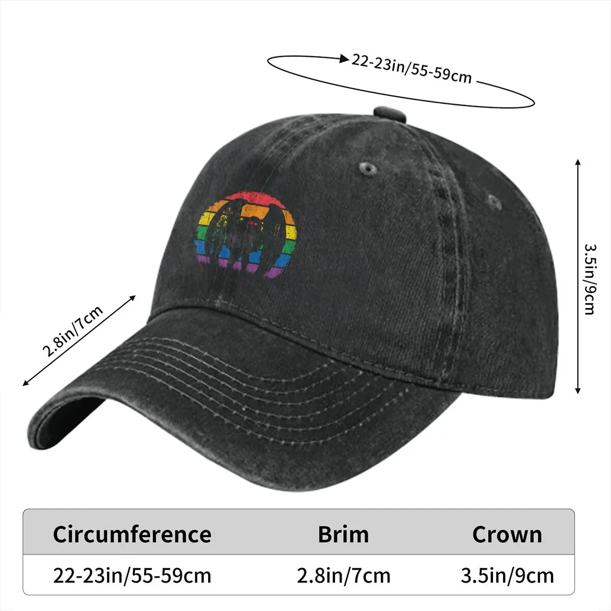 Retro Vintage Rainbow Baseball Cap Men Hats Women Visor Protection Snapback Mothman Humanoid Creatures Caps