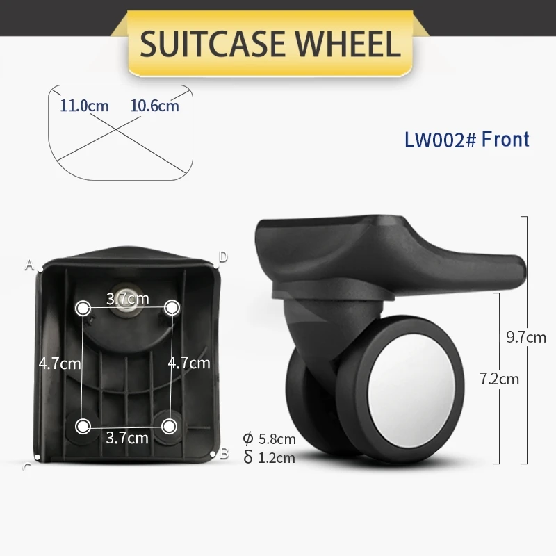 Carga-Rolamento Mala Roda, Trolley Case, Polia De Substituição, Caixa De Pano, Rolo Resistente Ao Desgaste, Acessórios De Bagagem