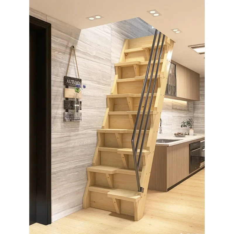 Duplex attic corner stairs household indoor small space small hole wooden ladder compartment ladder elevator spare ladder