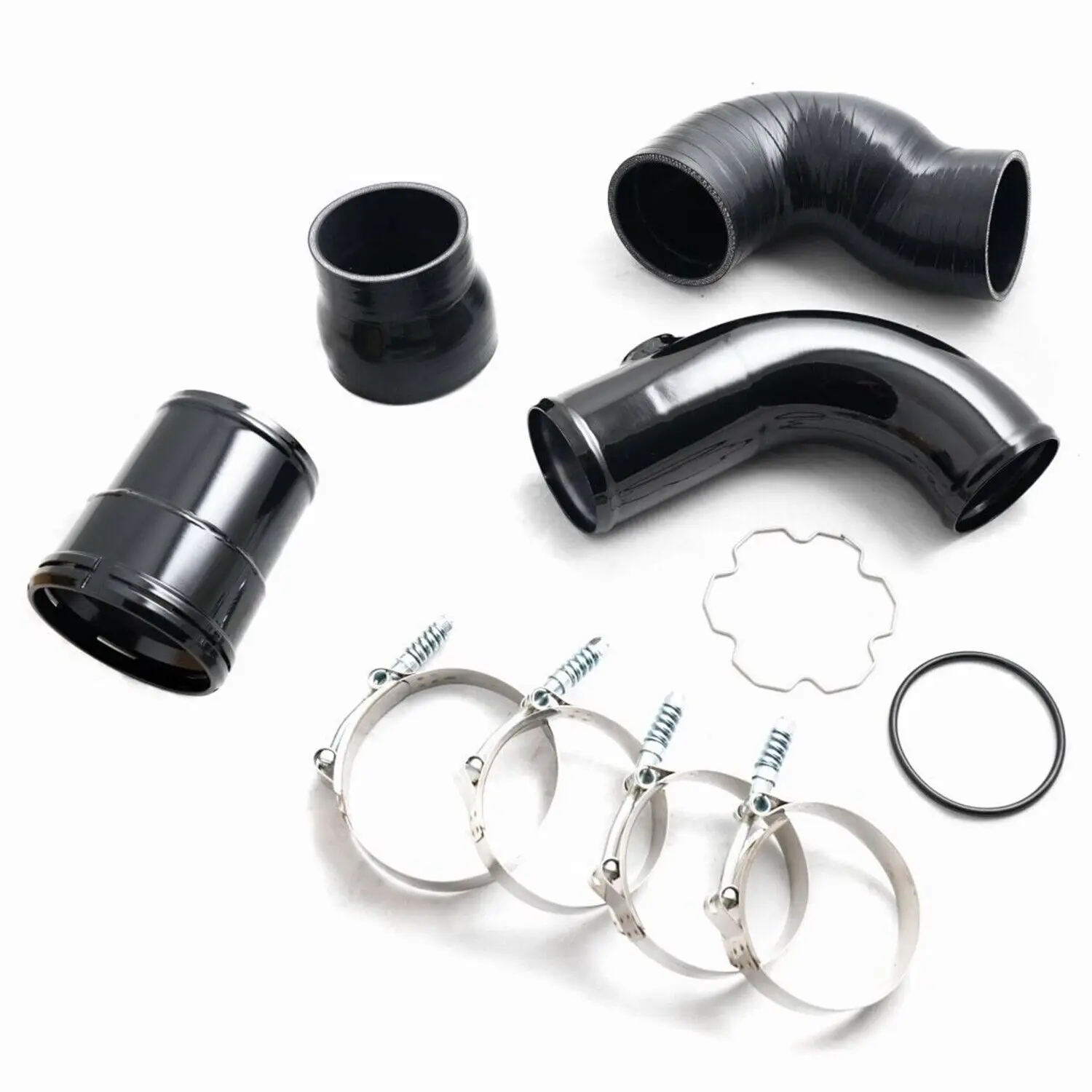 Black Silver Cold Side Intercooler Pipe Upgrade for Ford 6.7L Powerstroke Diesel 11-16