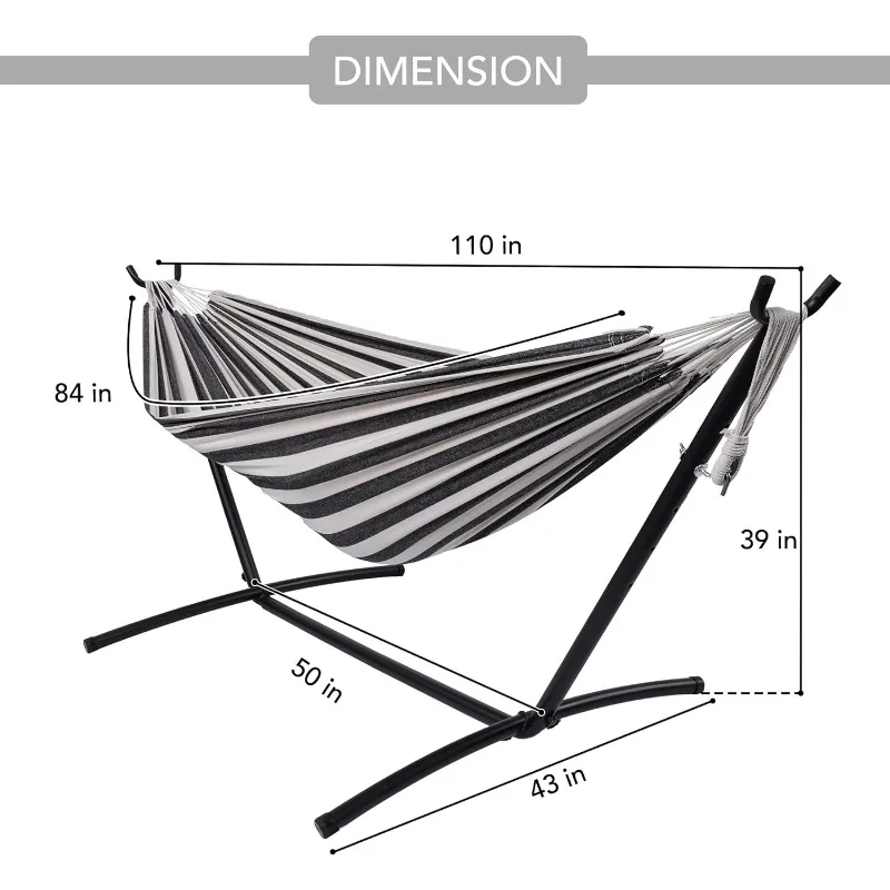 Гамак с подставкой снаружи, стальная подставка для больших нагрузок, грузоподъемностью 450 фунтов, двойной гамак с портативной переноской