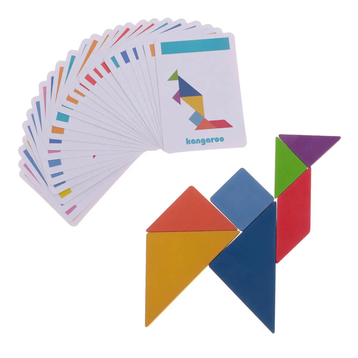 

Wooden Tangram Puzzle Big Box Educational Preschool Shape Recognition Board for Kids Learning Shapes Colors Numbers Safe Game