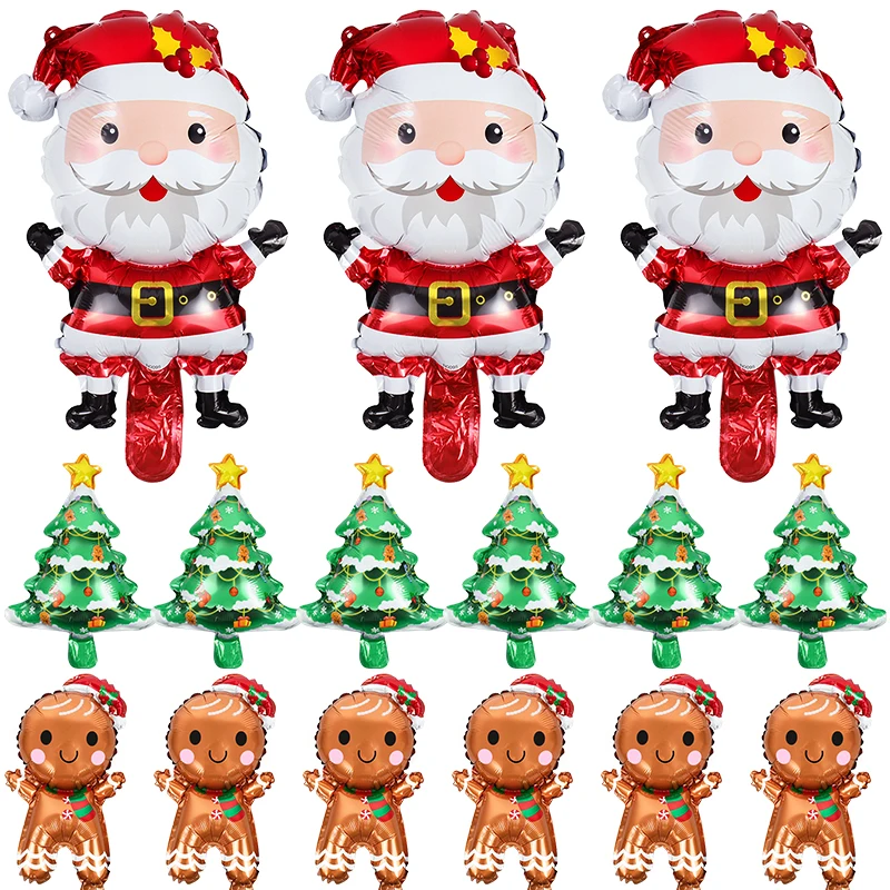 5/10 Stück Weihnachtsfolienballon Lebkuchenmann Weihnachtsmann Frohe Weihnachten Dekorationen Weihnachtsornament Weihnachtsgeschenk Neujahr