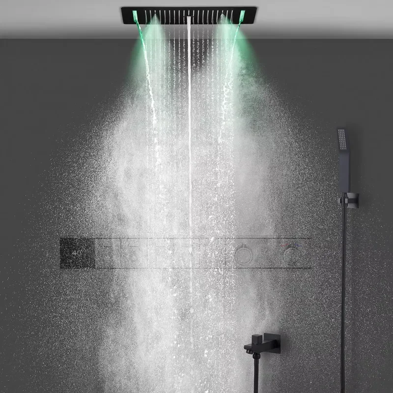 2026 New Design LED Shower Head Rain Waterfall Mist Spray Bath Set Smart Digital Screen Shower Mixer Faucet view 4