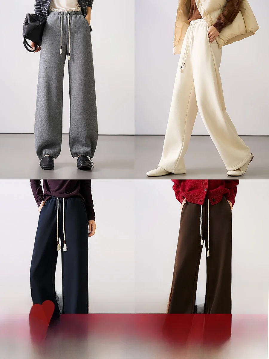 

Women's Casual Warm Fce Pants Double Wearabili Comfortable Inner Skin-Friendly Multi-Color Straight Leg Trousers