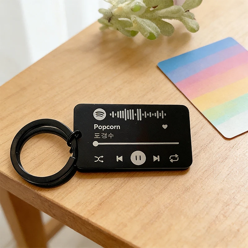 Chaveiro personalizado com código de música Spotify, chaveiro preto de aço inoxidável sem desbotamento, bênçãos de cantor de música, chaveiro personalizado, presente