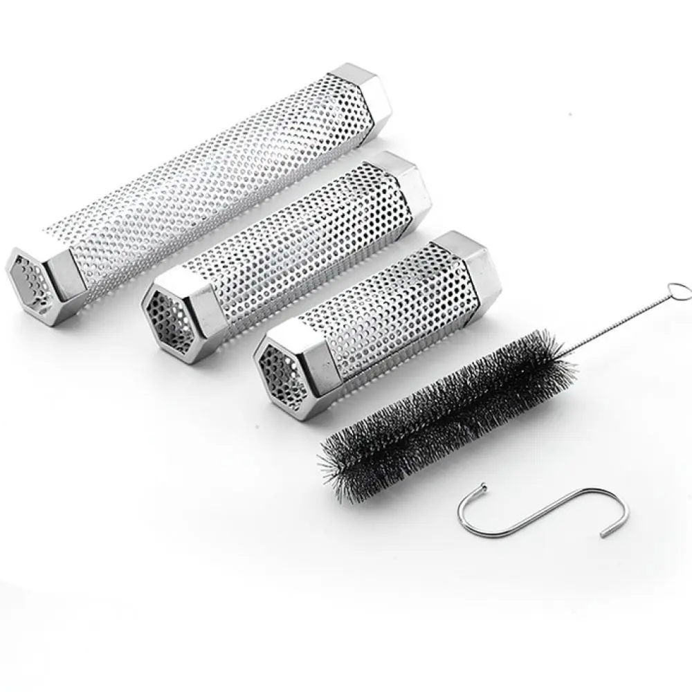 Stainless Steel Smoker Tube For Bbq Grill Outdoor Cooking Tools Mesh Pellet Box Durable Meat Smoker Accessory Set