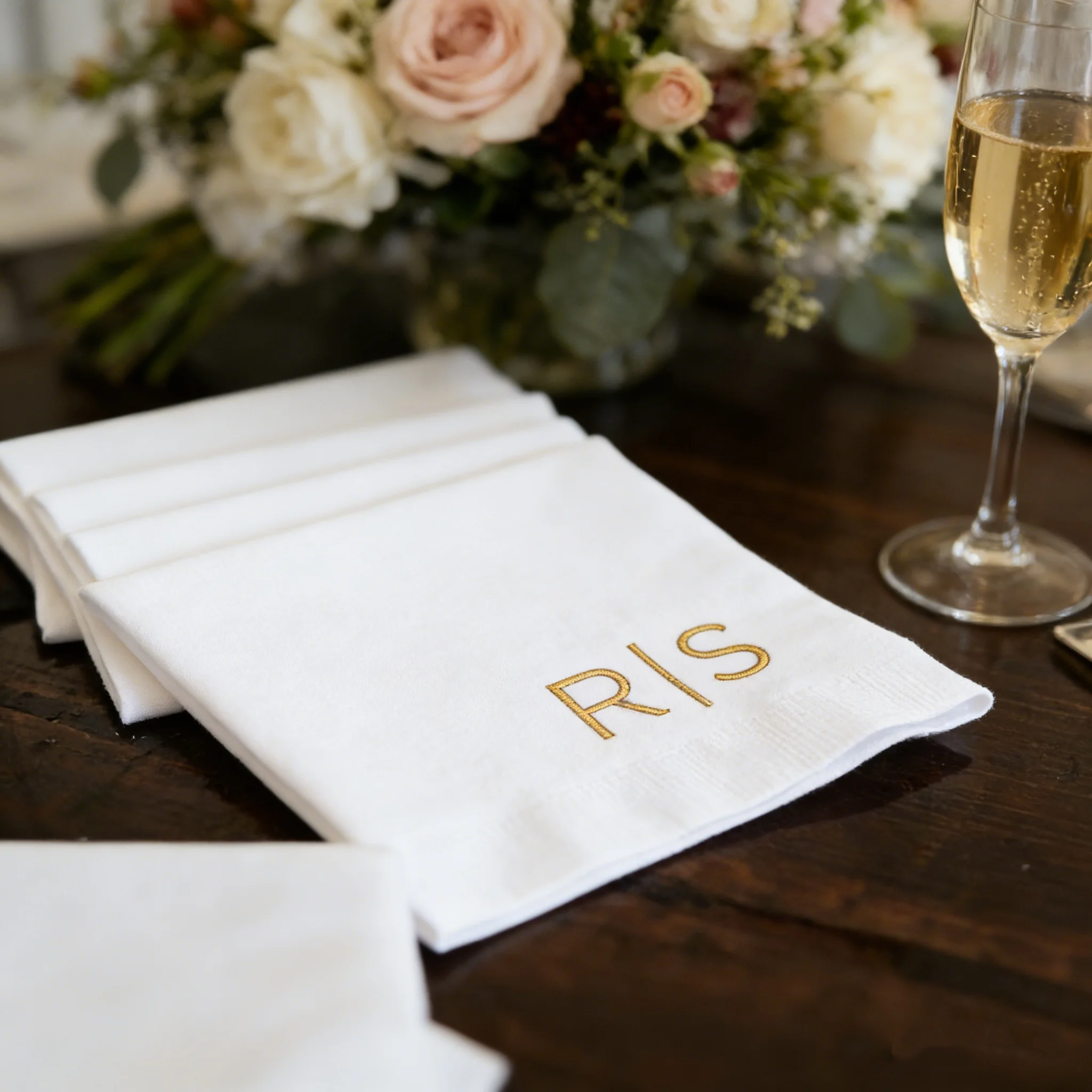 

50pcs Custom Monogram Personalized Napkins Wedding Anniversary Engagement Party Disposable Dinner & Guest Towels