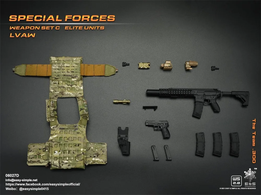 EASY & SIMPLE ES 1/6 SCAR 20S Series Weapon, Elevator Toys, P226 Holster, PVC Material for Action Figure, 06027