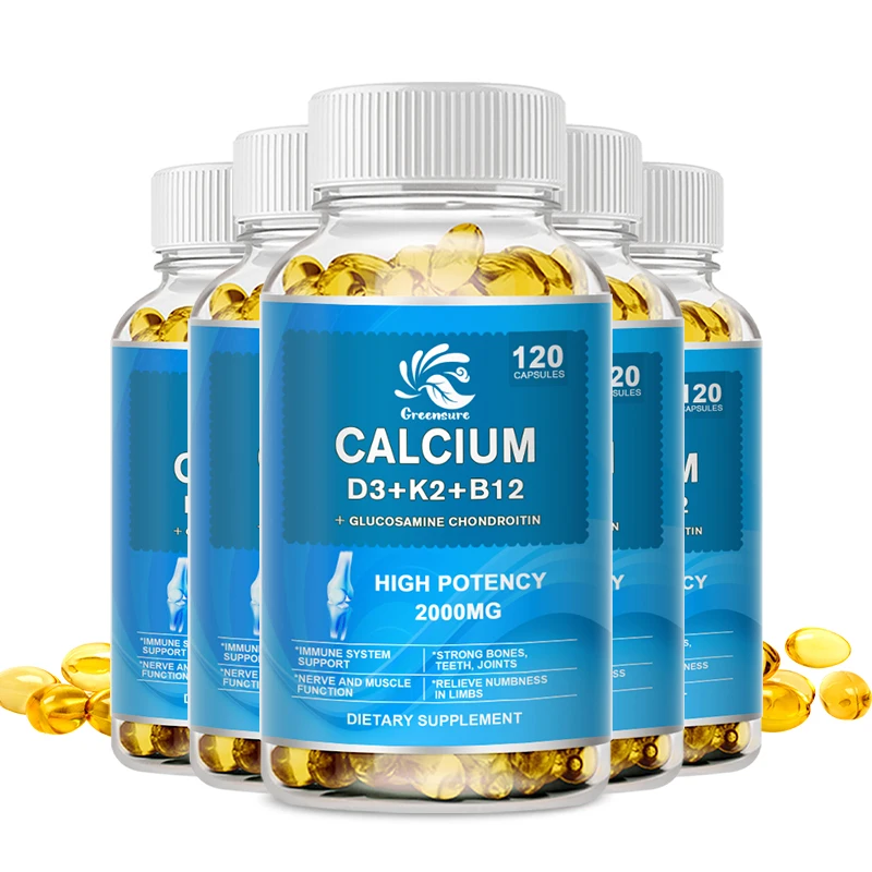 Calcium Vitamin D3 Plus with B12, K2 - High Potency Food-Based Immune Support, Bone Health & Mood Balance Supplement