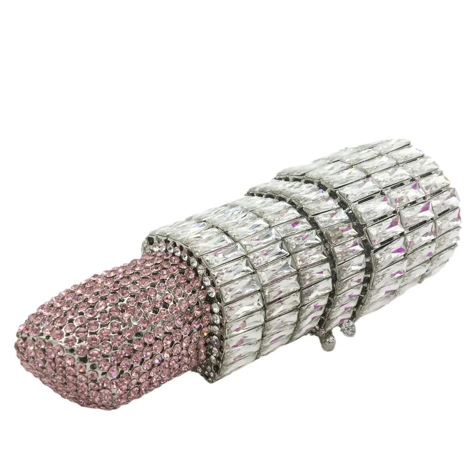 Boutique De FGG (in stock) Lipstick Clutch Purse for Women Crystal Evening Bags Party Dinner Rhinestone Handbags and Purses