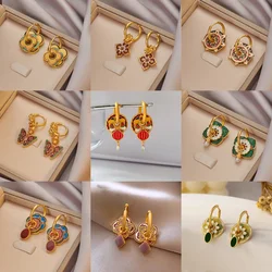 WANZBottles-Boucles d'oreilles goutte à goutte d'huile en émail pour femmes, boucles d'oreilles rétro à plusieurs ports, accessoire de bijoux haut de gamme à la mode, nouveau