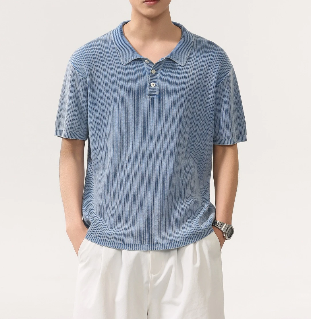 Summer New Cotton Seagull Collar Short-sleeved Polo Shirt Men's Loose Casual Lapel Half-sleeved