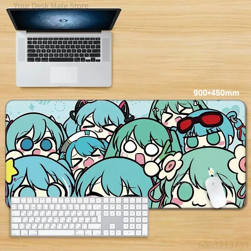 Kawaii Miku Collage Schreibtischunterlage Wasserdicht Rutschfest Großes Gaming-Mauspad
