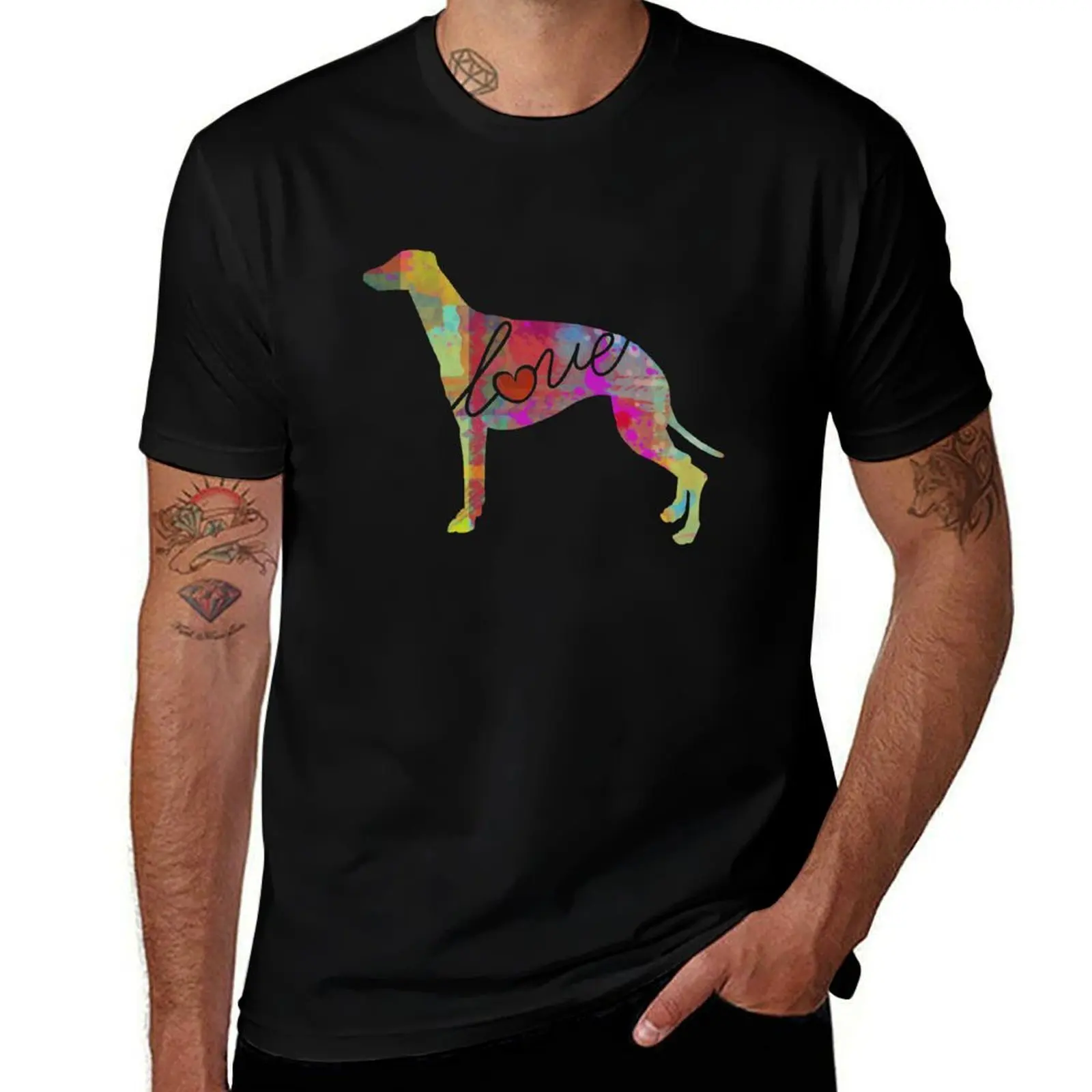 

Greyhound Love - A Bright and Colorful Watercolor Style Gift T-Shirt g man t shirts for men anime t shirts for man T-Shirt