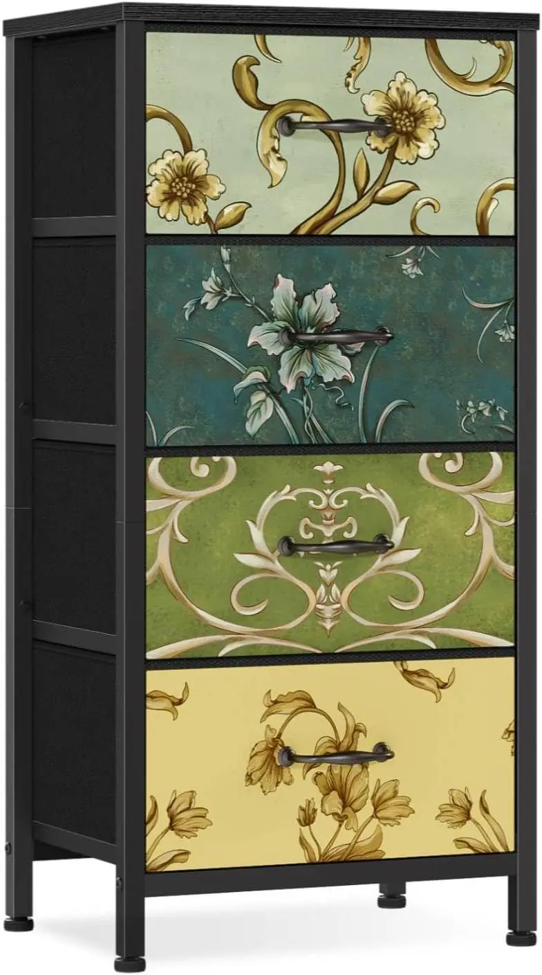 

4 Drawer Dresser, Vertical Nightstand for Kids, Adult, Fabric Chest of Drawers for Bedroom, Living Room, Closet, Nusery