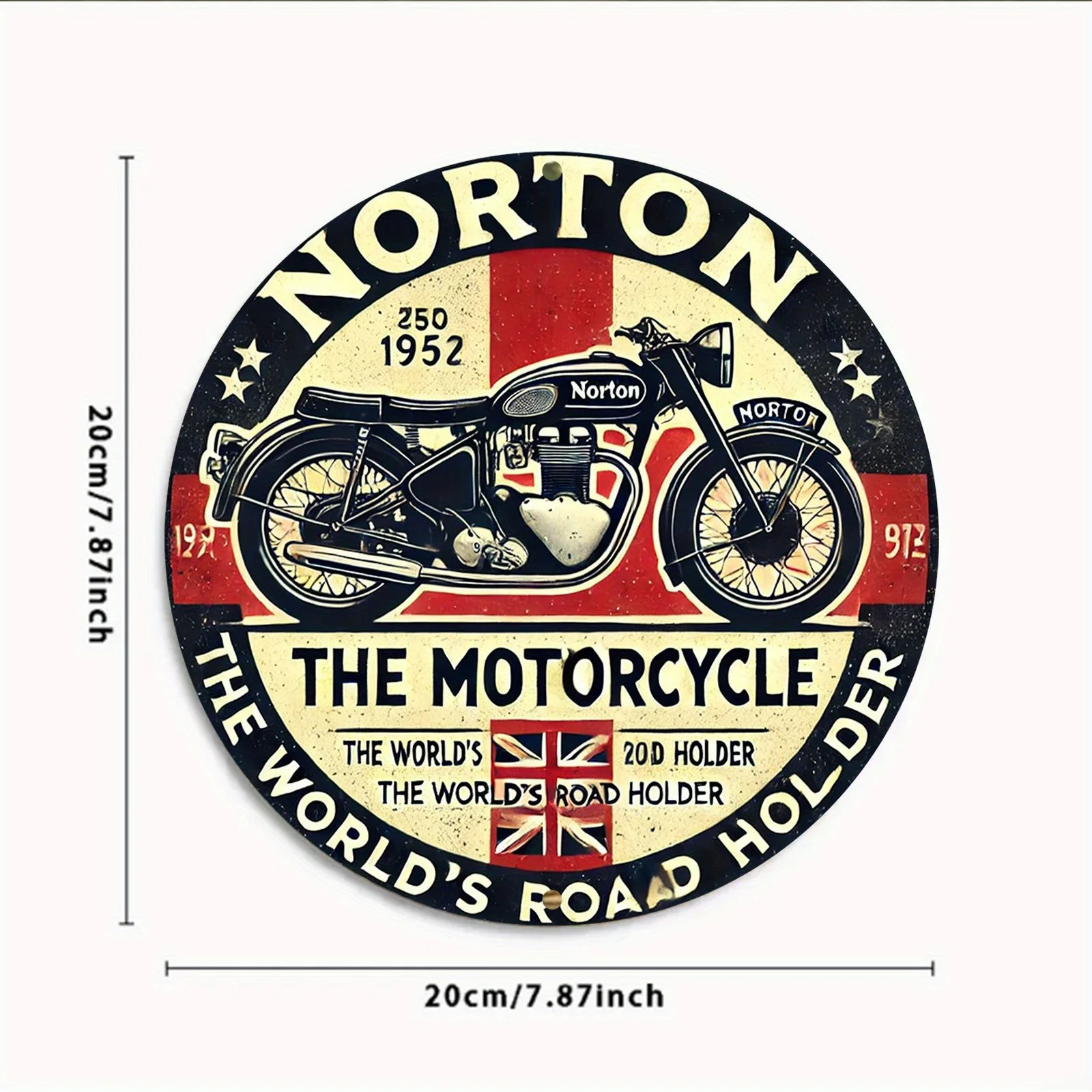 [2D Flat] Norton Motorcycle Classic Metal Wall Hanging - 8x8 Inch Aluminum Sign with British Flag Design, Durable Indoor/Outdoor