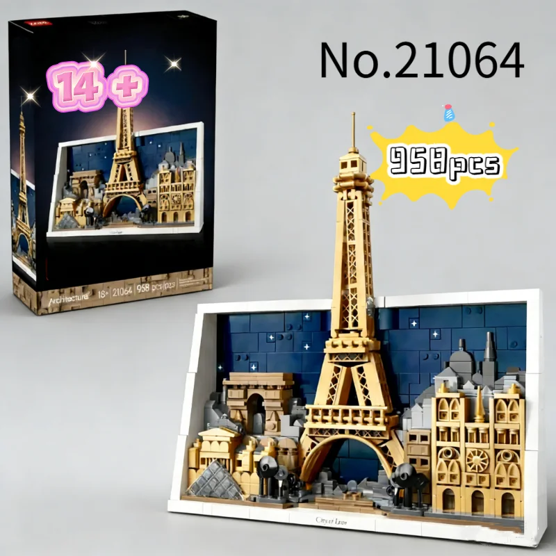 

2026 958pcs New Souvenir Love City Paris 21064 Home Decoration Set Building Block Puzzle Model The Toy For Birthday Gifts