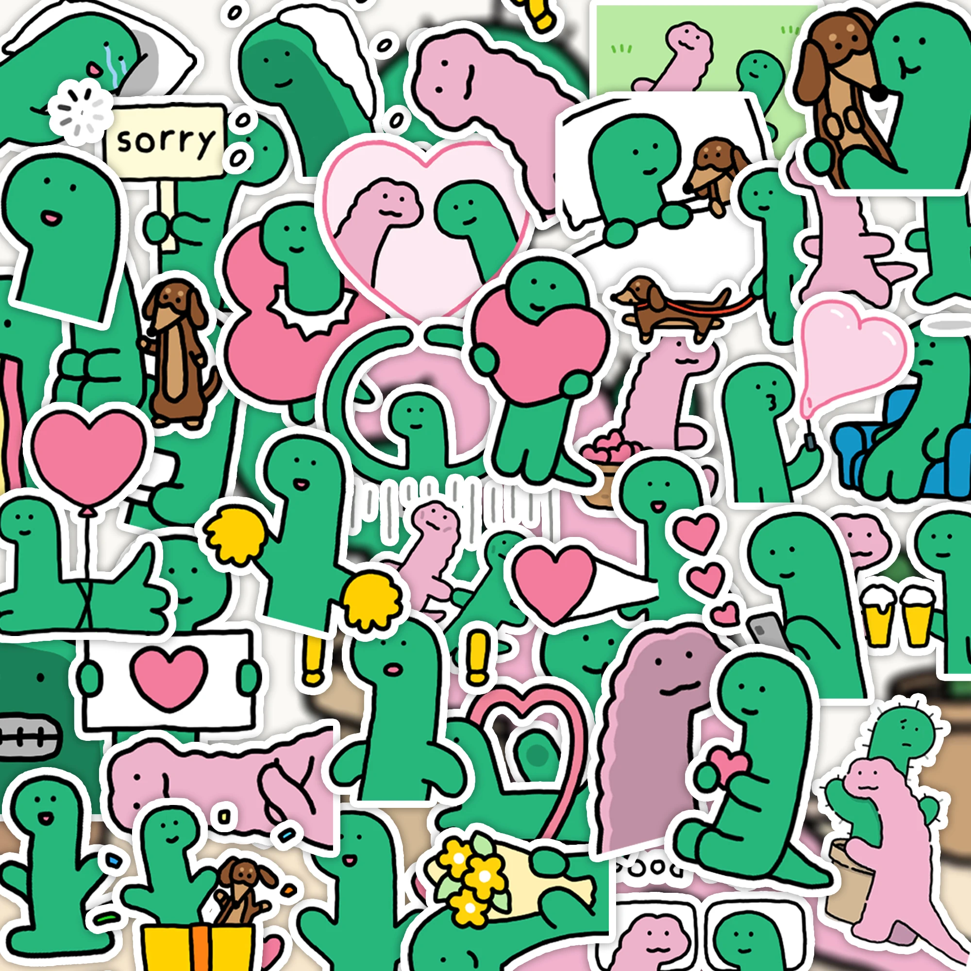 40pcs dinosaur stickers,Valentine's Day decoration cute cartoon dinosaur stickers for desktop decoration,phone cases,computers