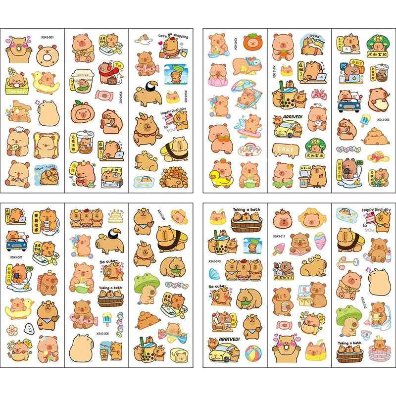 12pcs 3D Kapibala Capybara Bubble Stickers Kawaii Three-Dimensional Stickers Sanrio Cartoon No Repetition Kids DIY Toy Sticker