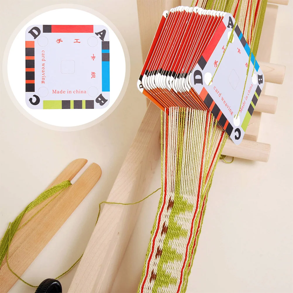 

50 Pcs Cards Hand-knit Shuttle Piece DIY Tablet Hand-made Weaving Supplies Toy Knitting 5X5CM Four Hole Square Paper Loom