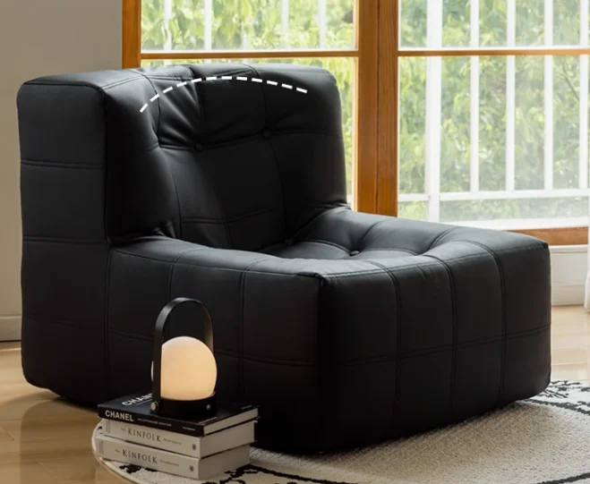 Style Single Reclining Cream Lounge Chair Modern Lazy Sofa Small Apartment Balcony Access Comfortable Fabric Upholstered Chair